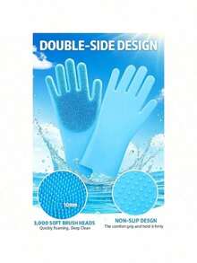 Heat Resistant Extra Long Pet Bath Gloves - Textured Latex Rubber Gloves For Dog Washing, Dishwashing & Household Cleaning, Slip Resistant & Durable - Màu xanh lam - Xem 2