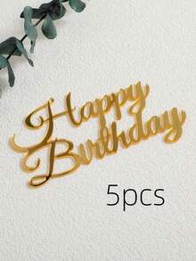 1个/3个/5个闪光生日快乐蛋糕装饰插牌，金色蛋糕装饰，亚克力蛋糕装饰棒，装饰横幅旗帜，派对周年纪念用品 - A - 查看 10