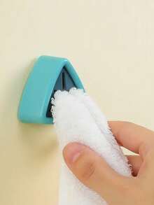 3pcs No Drill Adhesive Wall Hooks - High Strength ABS+TPR Plastic, Heat Resistant & Anti-Rust, Kitchen & Bathroom Storage Organizer, Multi-Purpose For Towels, Utensils, Keys (Green, Pink, Gray, Blue) - Multicolor - View 2