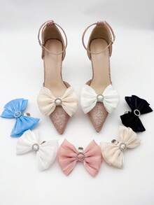 2pcs Detachable Chiffon Bow Shoe Clips, Decorative Accessories For High Heels, Sandals