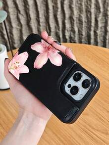 GALLAPLE Pink Lily Floral Design Stylish Wallet-Style Mobile Phone Case, Chic Protective Cover, Shockproof And Drop-Proof Case, Phone Case Comes With A Magnetic Slot Holder, Making It More Convenient To Store ID Cards, For IPhone 16Promax 16 15 14 13 12 Plus Pro S25Ultra 25 24 23 22 Plus Case - Hồng - Xem 4