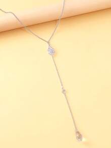1pc Fashionable Sexy Water Drop Backless Chain, European And American Style Bridal Tassel Necklace, Delicate Choker Necklace