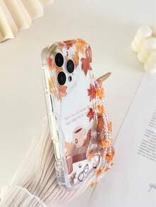 Funda de teléfono con pintura de hoja de arce de borde ondulado con textura de crema otoñal y letras brillantes, con pulsera hecha a mano con cuentas, compatible con iPhone 17pro/17Air /17/17promax16/11/16pro/16plus/16promax/16e/15Promax/13/14/12/XS/XR/7G/8P, Galaxy S25/S25PLUS/S25 Ultra/A16/A36/A26/A56/A50, 11/12Pro/12/12X/13Pro/14Pro/15Pro/, Redmi 10/9/Note9/12c/Note11pro/Note8Pro