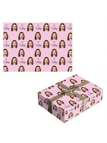 个性化趣味照片包装纸，定制人脸礼品包装纸，多种颜色可选，生日包装纸，周年纪念包装纸，您的照片包装卷，圣诞礼品用品