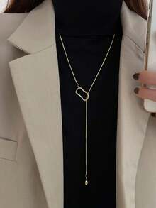 1 pieza Cadena minimalista de sudadera con bola, collar con diseño geométrico hueco para mujeres