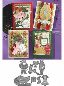 1 Stück Weihnachtsmann Metall Stanzform zum Basteln von Karten, Metall Stanzform Vorlage für Scrapbooking, Album, Journal, Grußkarten, Prägung, Papierbasteln, Dekoration