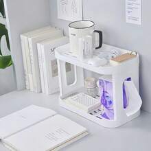 1 pièce Organisateur de bureau à 2 niveaux et distributeur, porte-lettres organisateur de bureau, étagère à épices de cuisine ou étagère de rangement pour comptoir de salle de bain, un cadeau pour les enseignants, les camarades de classe et les amis, blanc