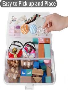 1 pièce Boîte de rangement en plastique à 3 couches, boîte de rangement polyvalente, boîte à outils pliante pour la maison, étui de rangement portable pour l'artisanat, organisateur de fournitures de couture, boîte à médicaments