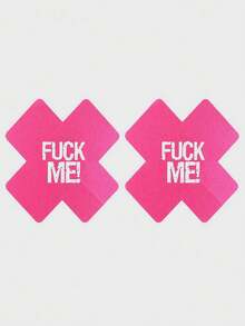 2pcs Disposable Breathable Cross/FM Logo Breast Nipple Covers, For Rave - 彩色 - 查看 12