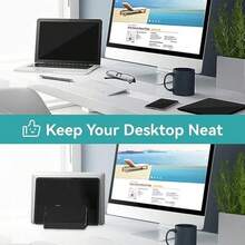 1 件可调节笔记本电脑桌面支架 ABS 垂直笔记本电脑支架适用于平板电脑，适用于 MacBook 垂直存储架、iPad 平板电脑存储架底座 - 黑色 - 查看 3