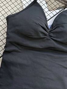 Women's Yoga Sports Bra Sleeveless Cropped Activewear Top, Elastic Fitness Workout Tank Top, Breathable - Black - View 5