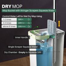 Mop And Bucket Set With Wringer, Flat Mops Floor Cleaning, Wall Mop Cleaner With Long Handle, Hardwood Floor Mop With 4 Microfiber Pads