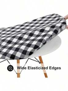 Smiry Round Picnic Table Cloth, Elastic Waterproof Fitted Vinyl Tablecloth 36-44 Tables, Flannel Backed Buffalo Plaid Table Covers Dining, Camping, Outdoor, Black And White Summer Birthday Gifts Wedding Beach Back To School School Supplies Room Decor