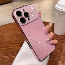 Electroplated Color Magnetic Ring Phone Case For IPhone 17 Air/16 15 14 13 12 Pro Max/17 16 15 14 Plus 13 12 11 Pro Hard Shell Full Coverage Protective Case - 粉色 - 查看 2