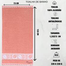 Toalha de Banho Grande e Felpuda Macia Algodão 2 unidades Bordadas Algodão