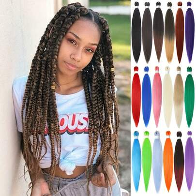 شعر ضفيرة مسبق الشد اصطناعي للهالوين، امتدادات شعر ضفيرة كانيكالون 26 بوصة بنسيج ياكي، ضفائر مسبقة التريش، مناسبة للحفلات اليومية والتنكر