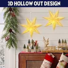 1 pièce Lustre étoile en papier, lustre étoile de Noël 60 cm, lumière de Noël 3D pour fenêtre de Noël, décoration de Noël pour fenêtre de Noël à l'intérieur et à l'extérieur, blanc