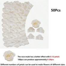 300 Stücke vorgefertigte Satinband-Rosenblätter für selbstgemachte Ewige Rosen, DIY Blumensträuße für immer, Blumen Satinblütenblätter für Hochzeit, Jahrestag, Geburtstag, Muttertag - Milchig weiß - Übersicht 10