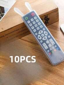 带可爱兔耳朵的硅胶遥控器套 - 适用于电视、空调和其他电子产品，无需电池