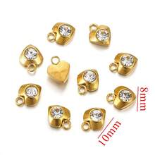 10 chiếc 304 thép không gỉ mạ vàng 18K hình lục giác trái tim năm cánh hoa tam giác đính đá Rhinestone tự làm mặt dây chuyền trang sức phụ kiện vòng cổ mặt dây chuyền trang sức bằng thép không gỉ dành cho nữ thành phần trang sức tự làm mặt dây chuyền đính đá Rhinestone - Nhiều màu - Xem 11