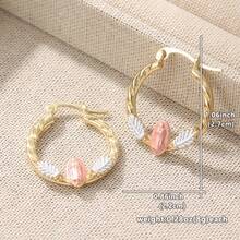 Elegant Jewelry Accessories, Chic Round Earrings, Tri-Color Pattern Hoop Earrings, Perfect Holiday Gift For Women