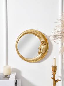 1 cái, Gương trang trí tường hình trăng lưỡi liềm mặt vàng bằng nhựa kích thước 8,85 * 8,85 inch, Tác phẩm nghệ thuật trang trí tường sáng tạo, Gương trang điểm, Thích hợp để trang trí tường, Bàn trang điểm và Đạo cụ chụp ảnh - Vàng - Xem 11