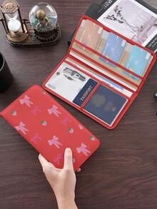 Cherry Bow Car Registration And Insurance Holder, PU Leather Glove Box Organizer,Car Registration And Insurance Holder, Auto Truck Document Wallet Travel Essentials Travel School Back To School School Supplies Holiday Holiday Essentials Vacation Accessories Passport Passport Cover Passport Holder,Ideal Gift For Car, Truck, Motorcycle And Trailer Owners, Also Great As A Christmas, New Year Gift