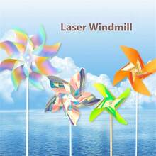2PCS Outdoor Decorative Colorful Laser Wind Turbines For Shopping Malls, Garden Lighting, Lawn Illumination, Offices, Guesthouses - Small Ground-Mounted Wind Turbines. Festival Atmosphere Decoration, Creating A Relaxed And Pleasant Environment.