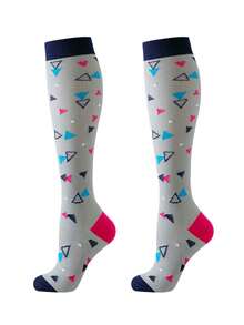 3 Paar Kompressionsstrümpfe für Herren und Damen, geeignet für Fitness-Aktivitäten in Innenräumen und Outdoor wie Basketball, Fußball, Tennis, Wandern, Marathons, Bergsteigen usw. Aus Nylon-Polyester-Mischgewebe gestrickt