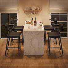 Techigher Bar Stools Set Of 2, Kitchen Breakfast Bar Chairs With Upholstered Backrest & Footrest, Counter Height Barstools Set With Arms, Modern Kitchen Island Stool, For Kitchen Counter Apartment Pub - Black - View 3