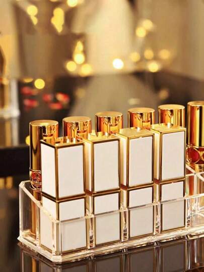 1个透明口红收纳盒，塑料口红架，化妆品整理展示盒，亚克力桌面支架，适用于家庭、宿舍、度假、海滩、浴室、卧室，大容量