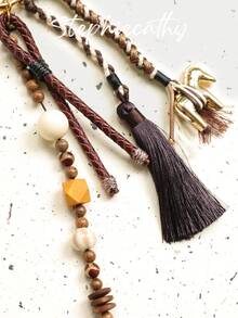 STEPHIECATHY Corde nouée à la mode, décorations de petits chevaux de Troie en métal, coquillages d'argent, perles colorées, franges tressés à la main. Breloques de sac, porte-clés, pendentifs convenant aux accessoires de téléphone portable, sacs à main, ornements suspendus dans un style bohème vintage. - Multicolore - Voir 6