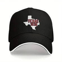 Texas 1836 Vintage Baseball Cap For Men - Lightweight Casual Hat With Texas Outline & 1836 Graphic, PVC Coated ABS Resin, Black/White Contrast Design, Polyester Filled For Comfort, Everyday Headwear, Comfortable Headgear - 黑色 - 查看 2