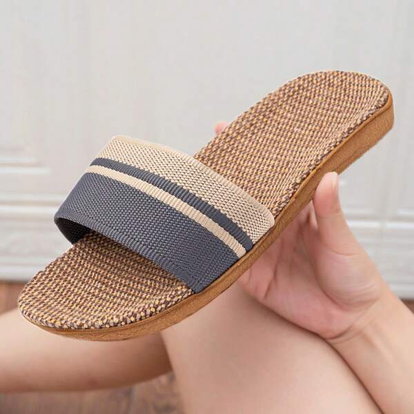 Women's Linen Slippers, Breathable Indoor Lightweight Non-Slip New Slippers, Home Shoes