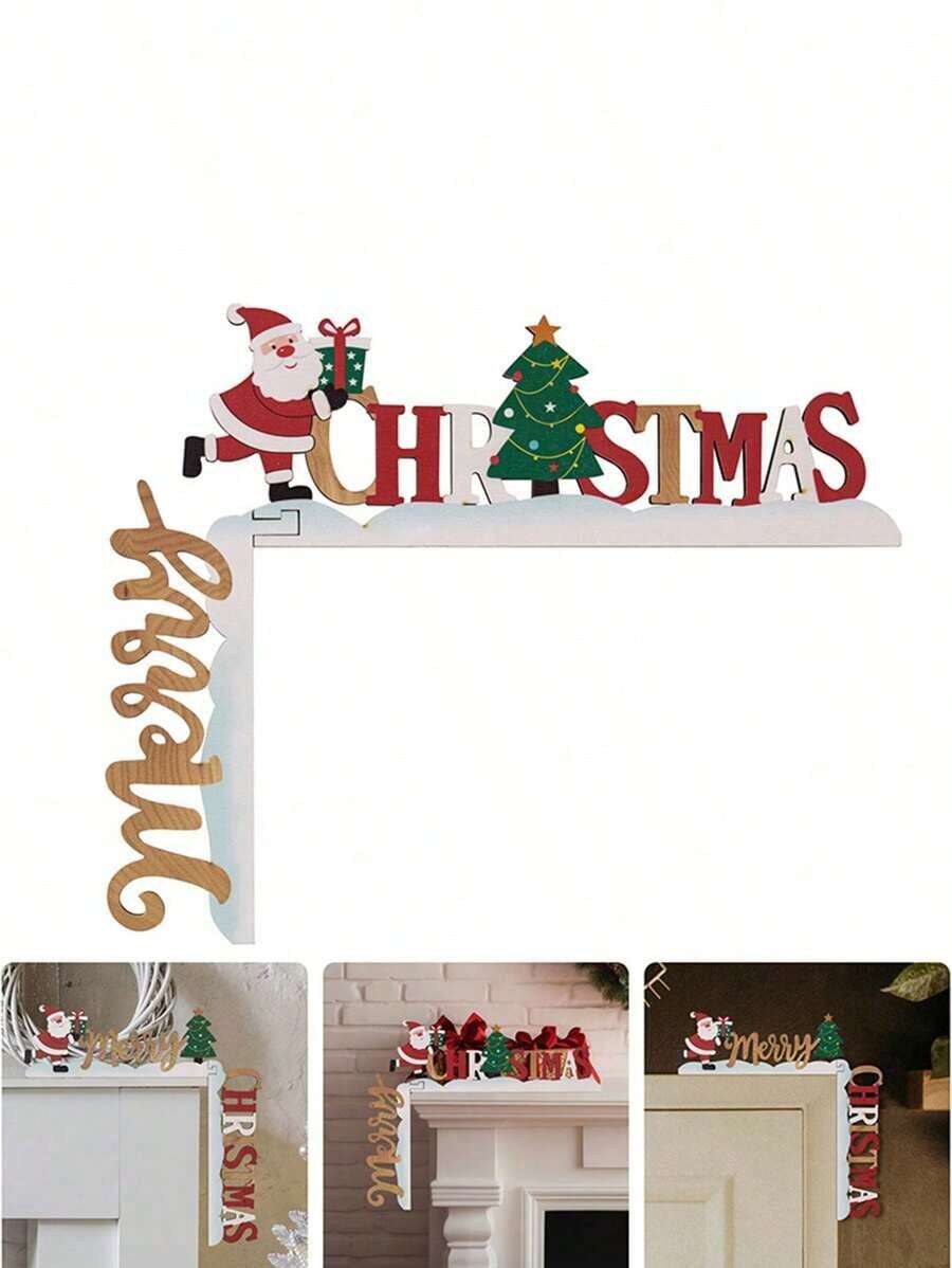 1 Pc Home Decor 3D Wooden Christmas Letter Door Frame Pendant Creative Door Corner Table Ornaments Window Frame Fireplace Ornaments Christmas Decorations,Suitable For Wedding Birthday Party Holiday Decoration,Christmas Decor, Room Decor, Home Decor,Christmas Atmosphere Decoration Props, Christmas Decorations Gift, Winter Christmas Decorations Home Christmas Gifts Christmas Decor
