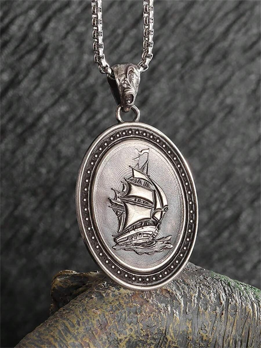 1 mặt dây chuyền hình tàu cướp biển Gothic cổ điển, phụ kiện trang sức dự tiệc Punk thời trang dành cho nam và nữ - Thời trang phong cách mới - Xem 1
