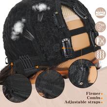 DZfirst Tóc giả sợi tổng hợp kiểu dáng mới, xoăn bồng bềnh, rẽ ngôi chữ V, dài 16 inch, mềm mại, xoăn nhẹ, che phủ toàn bộ đầu, rẽ ngôi chữ V, không cần để lộ tóc thật, kiểu tóc giả nửa đầu cài kẹp. - màu đen - Xem 11