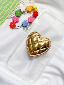 1 Metal Electroplated Mirror Surface Mobile Phone Stand, Adhesive Retractable Sliding Stand, Asymmetric-Shaped Stand, Desktop TV Viewing Wonder Compatible With IPhone, Android Phone, Gift For Birthday, Family, Friends Push-Pull Phone Grip Phone Holder Phone Accessories