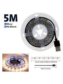 [10m/5m/3 米/2m/1m 柔性 USB LED 灯带，卧室 LED 灯，柔性装饰灯带，高亮度可切割和粘贴照明灯带，适用于卧室、橱柜、厨房 DIY，无需电池、电视背光，适用于电视背光、卧室、橱柜、厨房、DIY 照明] - 白色外殼 - 查看 18