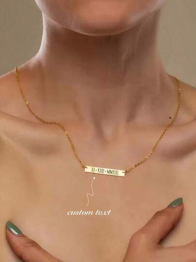 1pc Customized Name Long Necklace, Friendship & Valentine's Day Gift, Personalized Stainless Steel Necklace, Jewelry, Party Gift, Fashion, Autumn Fashion, Casual, Retro, Vintage, Minimalist, Customized, Personalized, Unique, Ideal Gift For Girlfriend