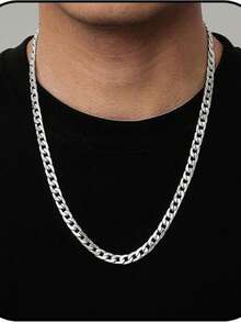 1pc Fashionable Curb Chain Necklace, Men's Accessory, Gift For Father, Boyfriend, Necklace/Accessory, Stylish