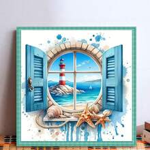 1 件海景灯塔图案 5D 钻石画套件 - 独特的钻石艺术，手工设计的 DIY 钻石画十字绣马赛克，完美的惊喜艺术礼物，适用于墙面装饰，适用于客厅、卧室、办公室，无框架 - 彩色 - 查看 13