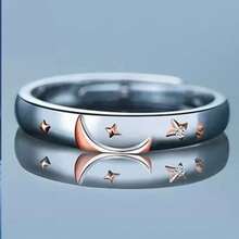 925 Silver Plated Sun And Moon Engagement Ring, Valentine's Day Gift - 1 Anel da Lua - Xem 1