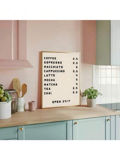 1pc Coffee Bar Menu Wall Art Picture Kitchen Prints Canvas Paintings Coffee Station Poster Cafe Menu Decor For Bedroom, Living Room, Or Office Wall Decor Coffee Lover Gift No Framed