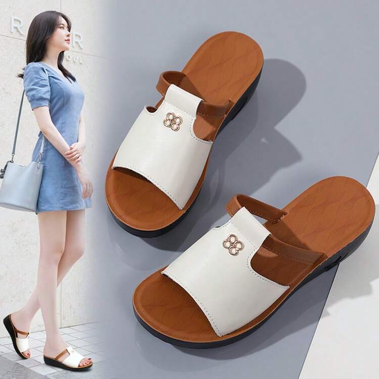 Women's Wedge Sandals, Strap Casual Shoes, Mother Shoes, Beach Slippers, Outdoor Wear - White - View 1