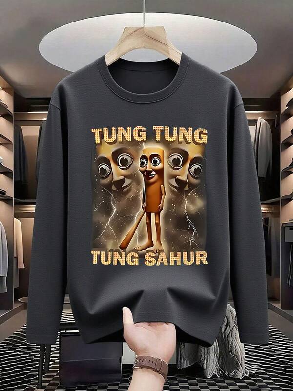 1pc Tween Boy Printed Long Sleeve T-Shirt, Young Student Casual Wear, Suitable For Autumn/Winter, Can Be Worn As Inner Or Outer Layer