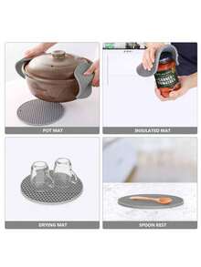 2pcs Heat Resistant Placemats, Non-Slip Silicone Trivet Mats For Hot Pots, Pans, Dishes, Suitable For Kitchen, Dining Table, Multipurpose Coasters