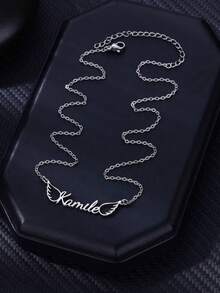 Customized Angel Wings Name Necklace For Women, Stainless Steel Material, Customizable Pendant, Personalized Necklace, Birthday Gift - Multicolor - View 7