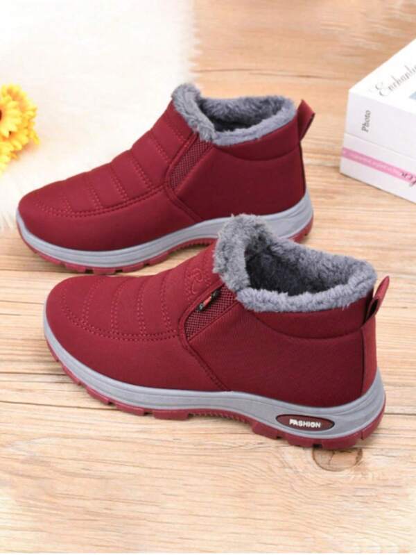 Women's Warm Fleece-Lined Winter Ankle Boots Slip-On Casual Shoes