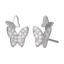 1 Stück elegante silberne Titanstahl Kubikzirkonia Schmetterling Spiral Ohrstecker, einzigartige Ohrringe, geeignet für den täglichen Gebrauch von Frauen, Halloween Schmuck, Weihnachtsgeschenk